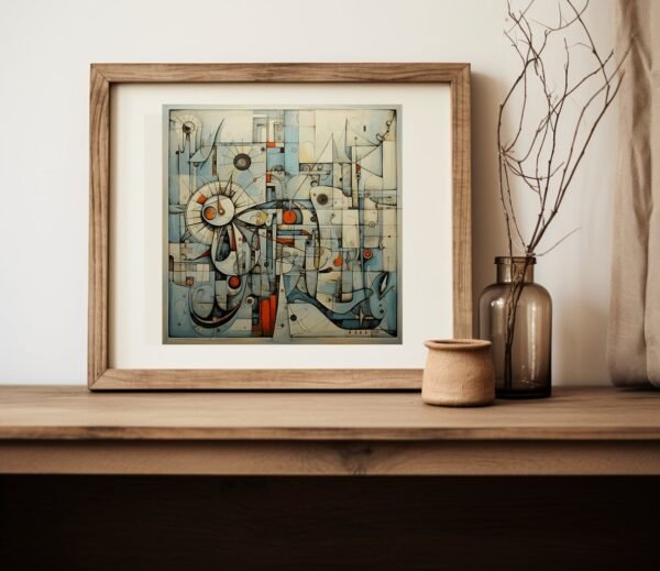 50 Abstract Masterpieces: Mechanical Realism in Blue, Orange, Black,  White - Maritime Inspirations and Geometric Wonders Picasso Davinici Inspired