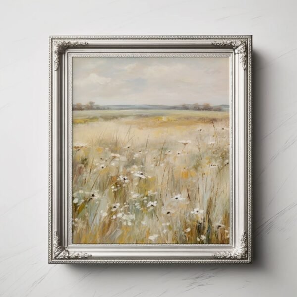 17 Captivating daisies in romantic landscapes. Art print by Colin Johnson, inspired by Suffolk coast views. Tonal colors, exquisite details