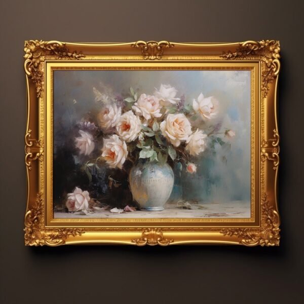 43 Beautiful Ceramic Rose Painting – Soft Tones, Exquisite Craftsmanship, High Resolution Artwork