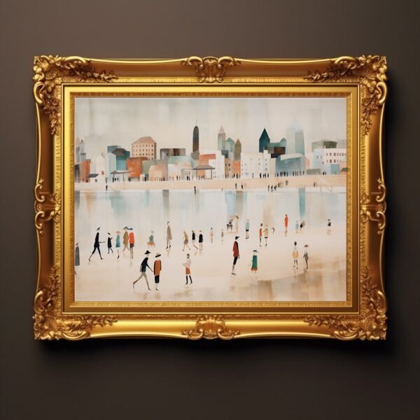 61 Seaside Cityscapes: Beige & Aquamarine Art, Dutch Tradition, Whimsical Skylines, Nostalgic Panoramas