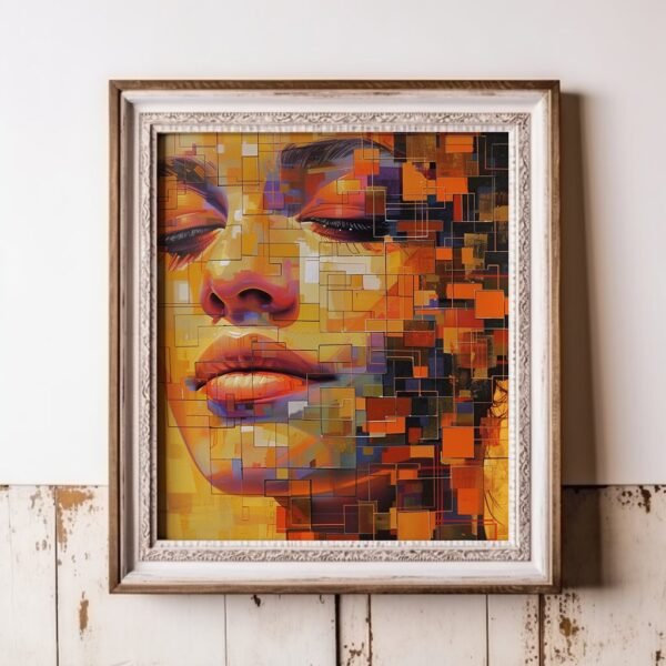 196 - Portrait of Woman, Vibrant Mosaic Muse