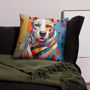 Abstract Geometric Dog Pillow – Colorful Modern Art Throw Pillow by QUED Crafts