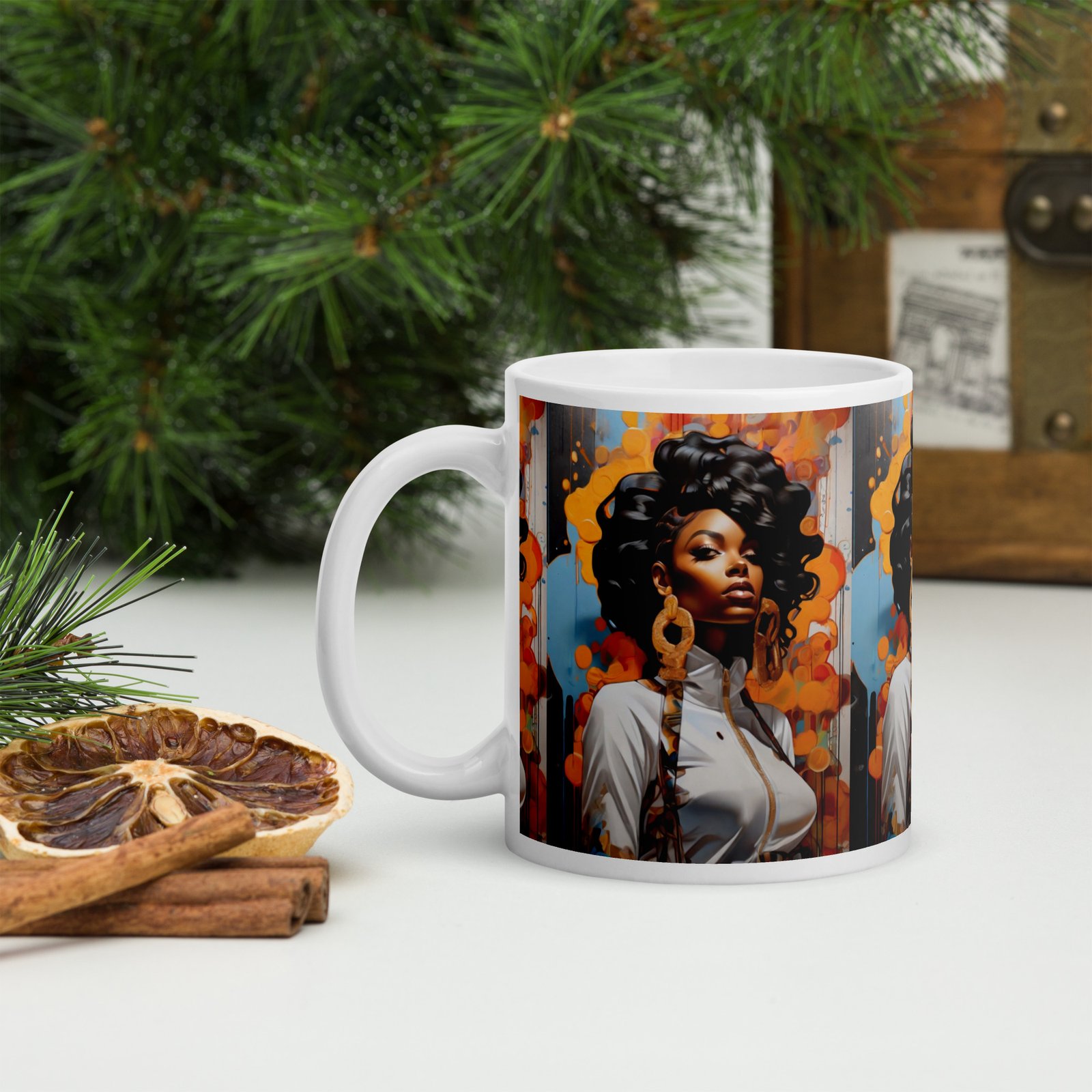 "Power, Confidence, Art in Motion" White glossy mug - Image 2