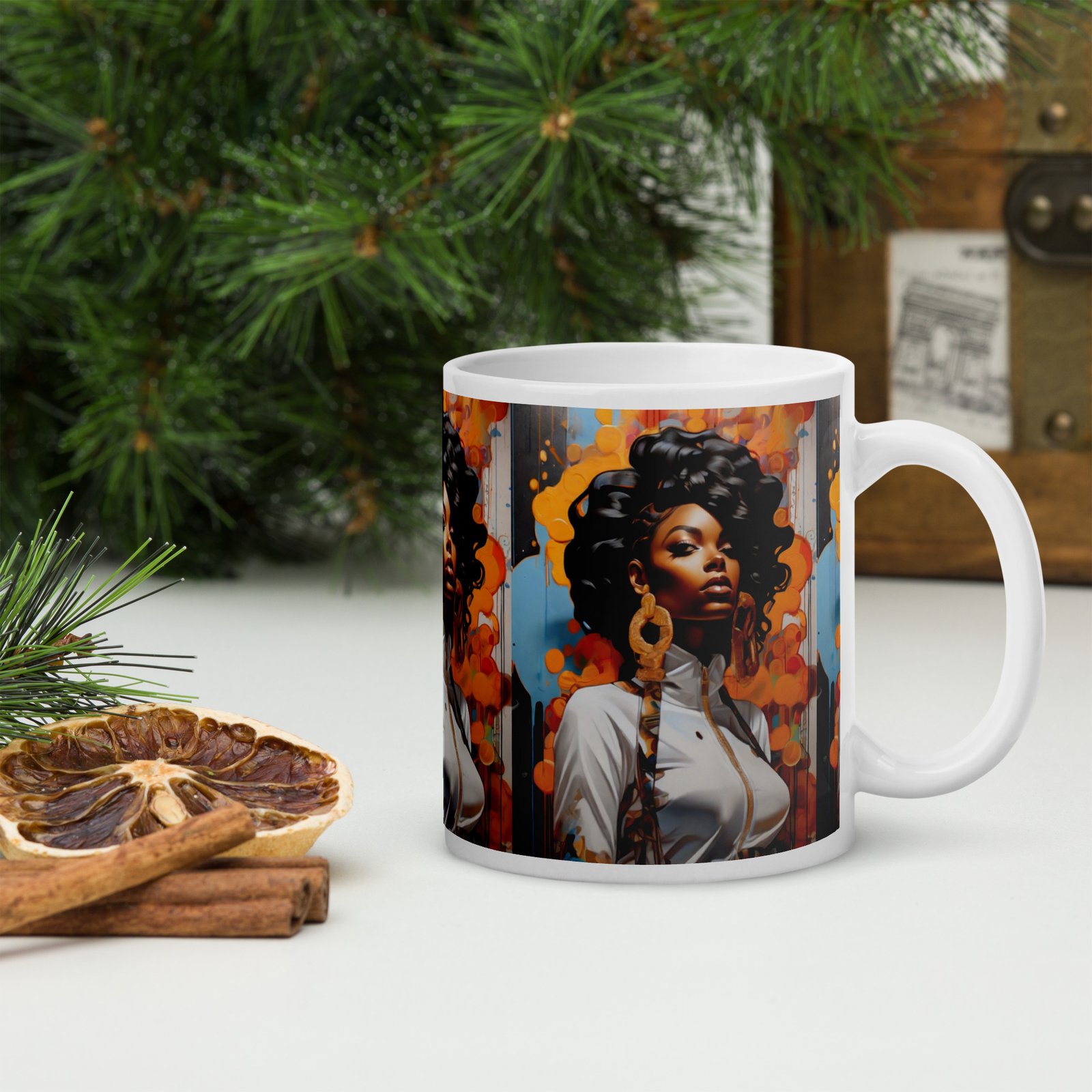 "Power, Confidence, Art in Motion" White glossy mug - Image 3