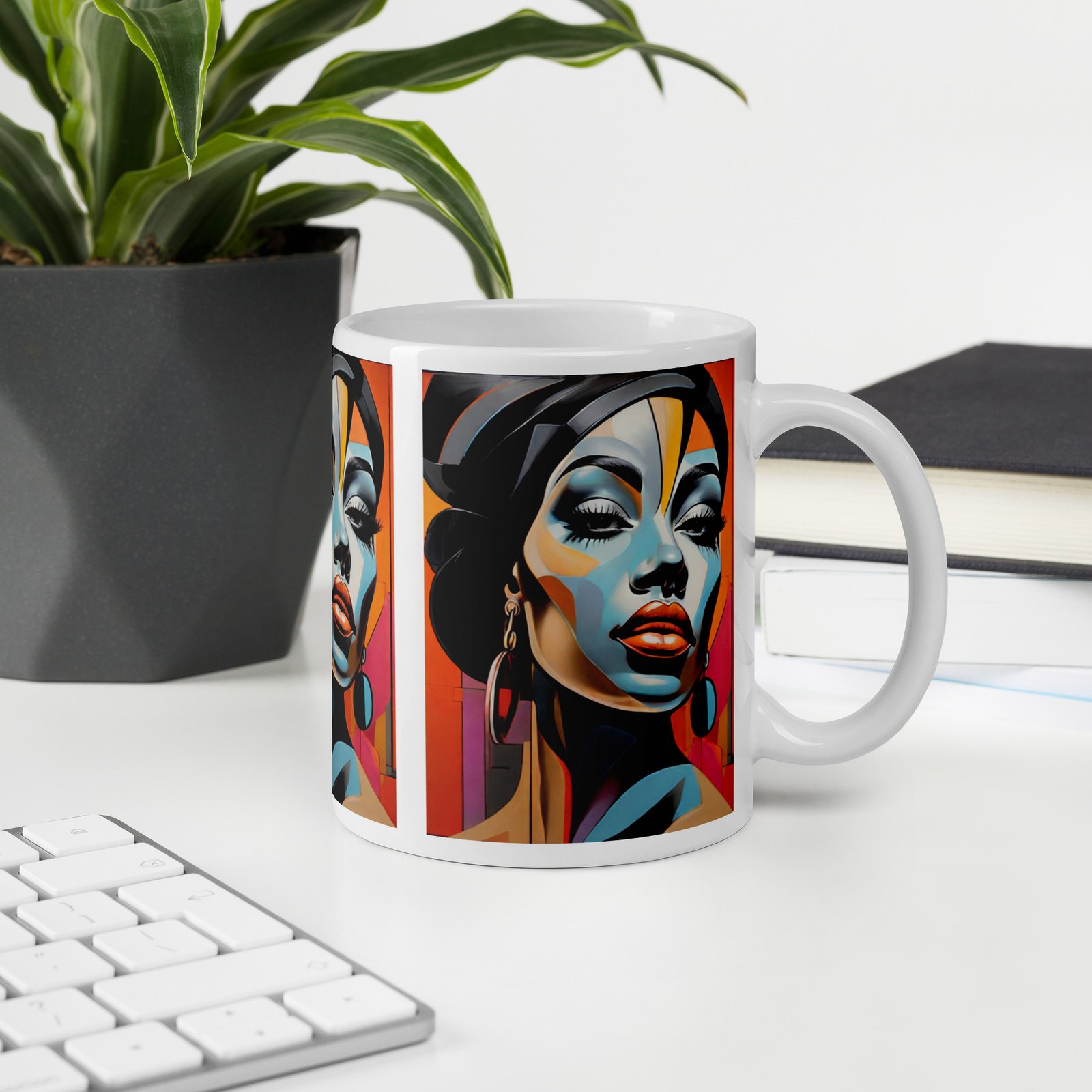 "Electric Diva" White Glossy mug - Image 3