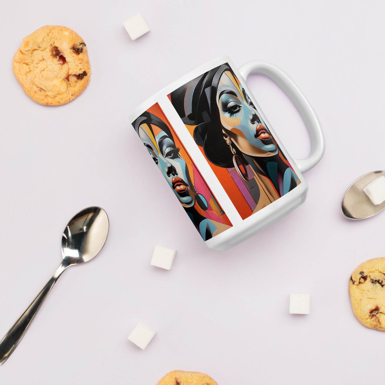 "Electric Diva" White Glossy mug - Image 9