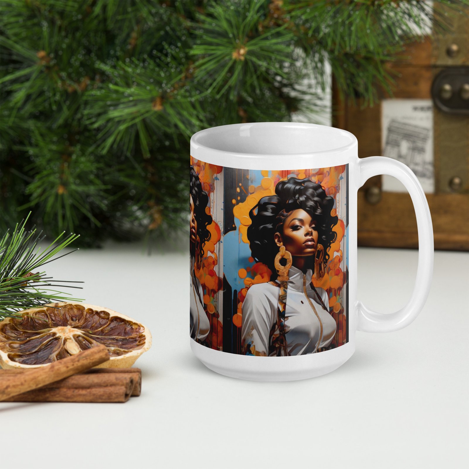 "Power, Confidence, Art in Motion" White glossy mug - Image 6