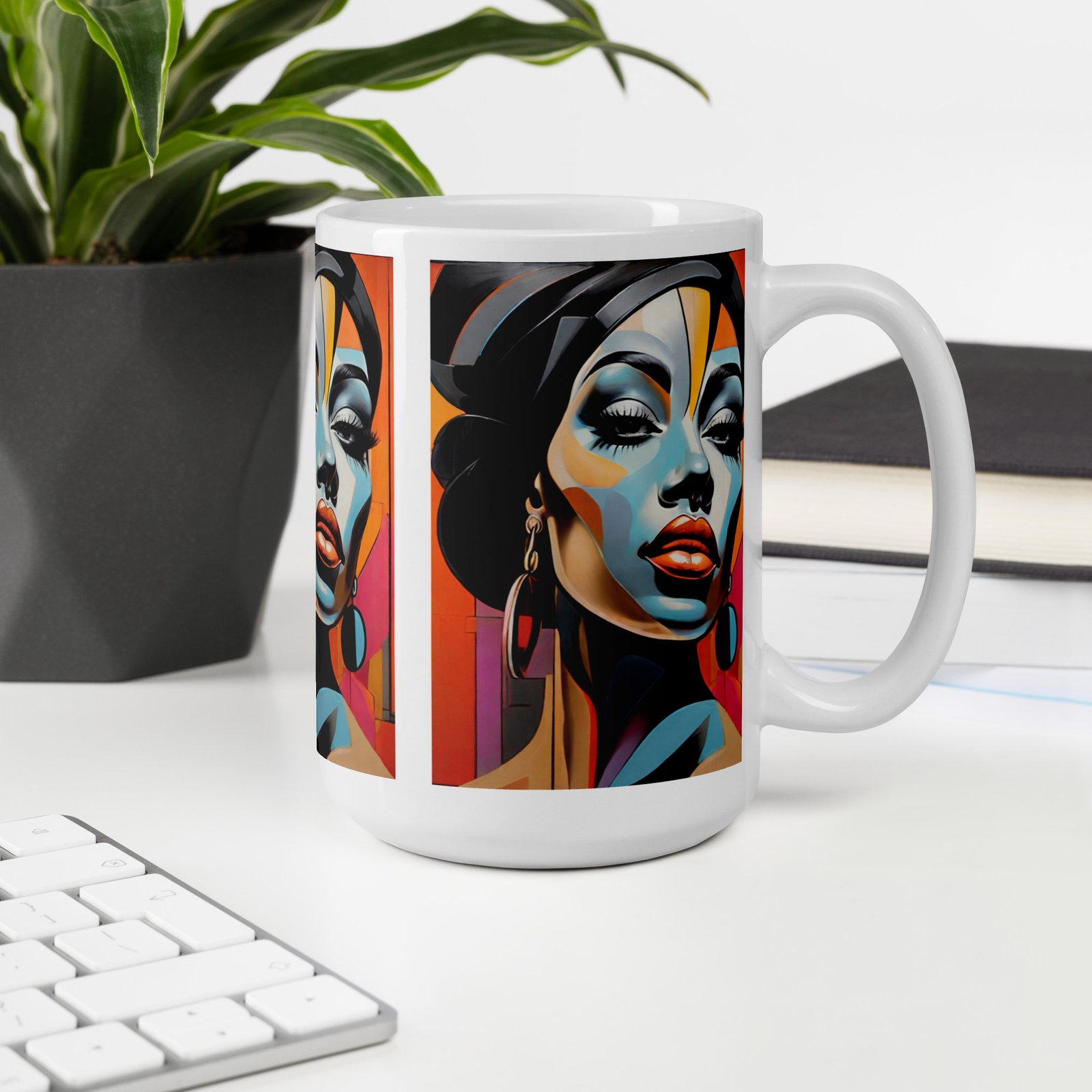 "Electric Diva" White Glossy mug - Image 8