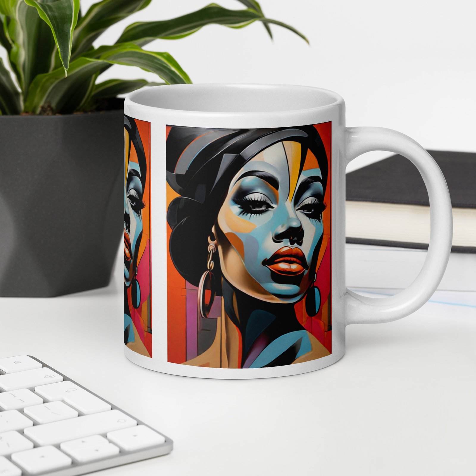 "Electric Diva" White Glossy mug - Image 10